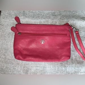 Giani Bernini Genuine Leather Wristlet Purse Pink Fucsia 8"W - Preowned